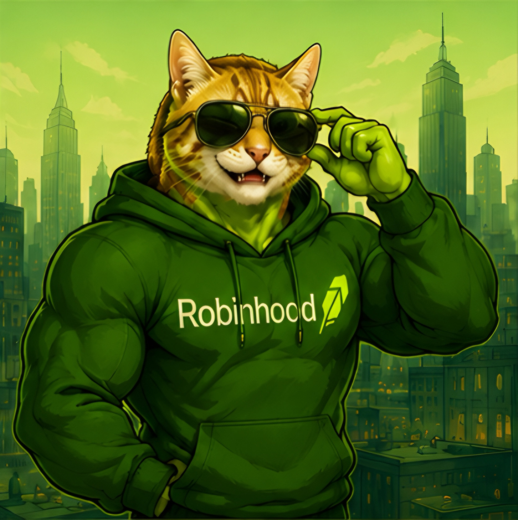 CATINME in a Robinhood hoodie